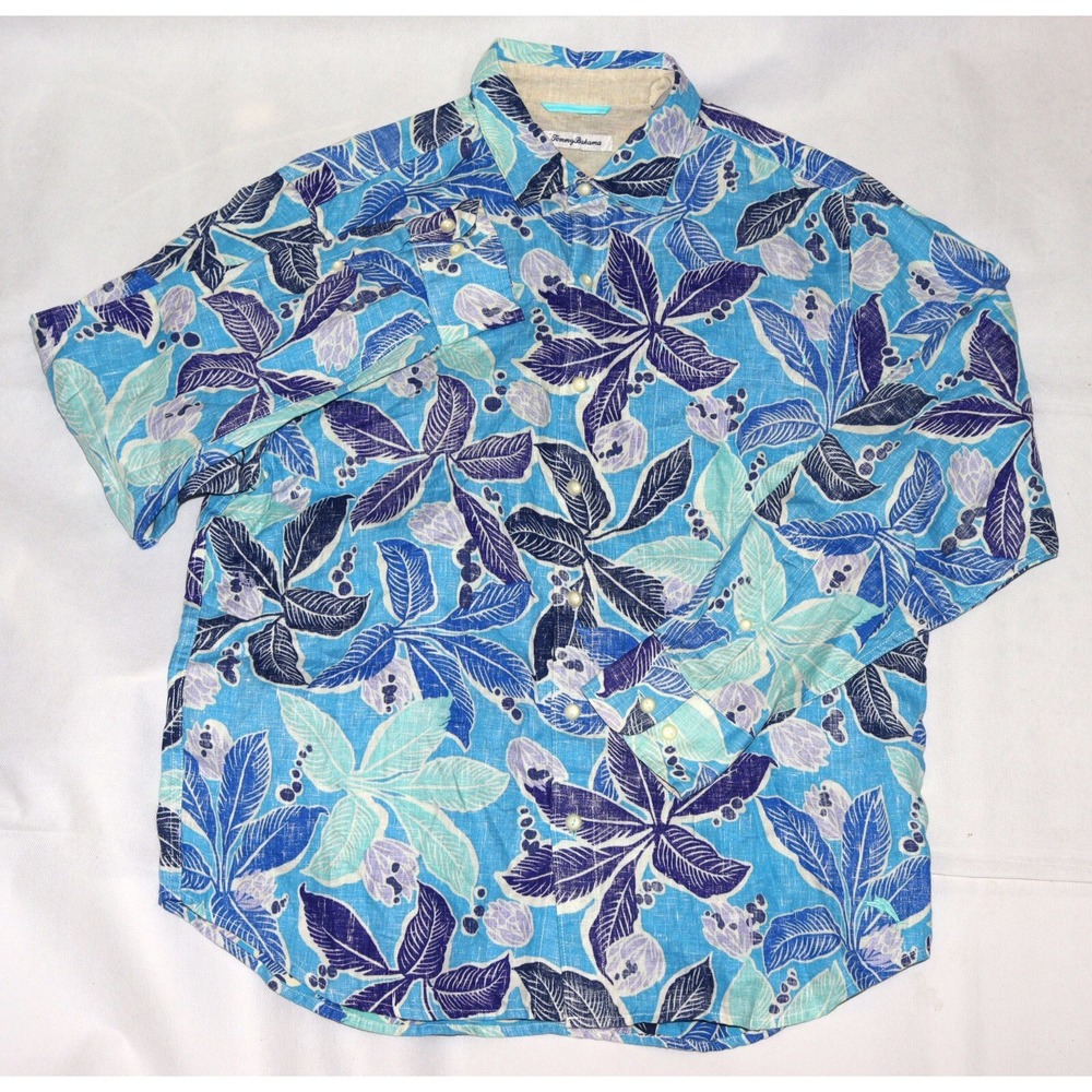 Tommy Bahama Men's Long Sleeve Button Front 100% Linen Shirt Size Large